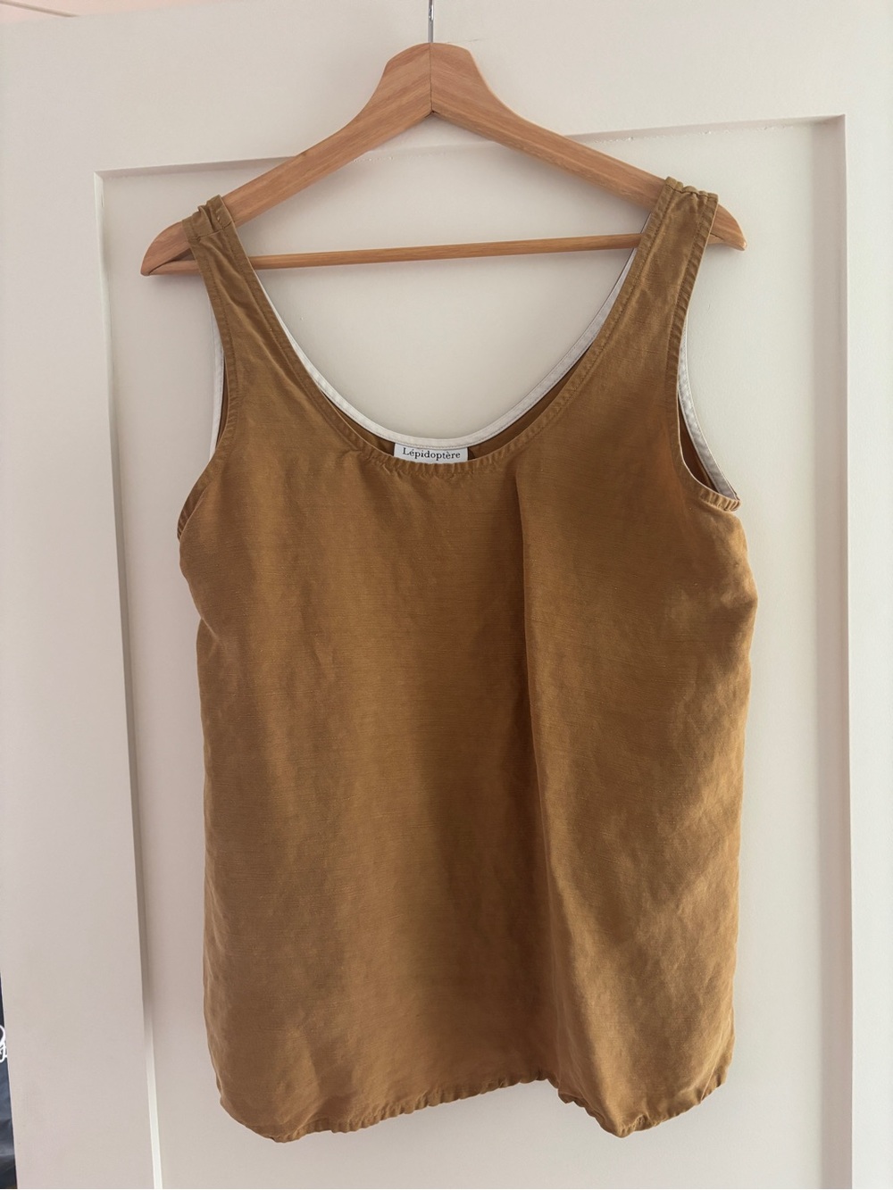 Lepidoptere Montreal Designer Cupro Tank, Tan, M/L